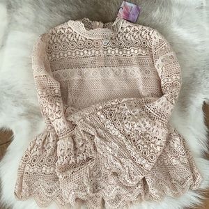 NWT Chicwish Crochet Bell Sleeved Peplum Top